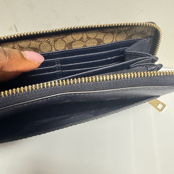 Coach Navy Leather Wallet with Gold Accents - Picture 8 of 9